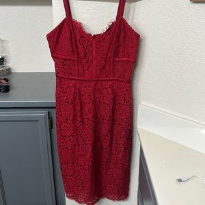 Red Lace MIDI Dress